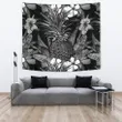 Pineapple Hibiscus Black And White Tapestry - AH - K5 - Alohawaii