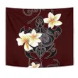 Alohawaii Tapestry - Turtle Poly Tribal Plumeria Red Tapestry