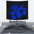 Alohawaii Tapestry - Hawaii Hibiscus Tapestry - Turtle Map - Blue