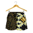 Hawaii Plumeria Kanaka Polynesian Women's Shorts - Curtis Style - Gold - AH - J2 - Alohawaii