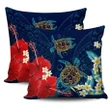 Alohawaii Home Set - Hawaiian Turtle Hibiscus Polynesian Pillow Covers - Blue - Edna Style