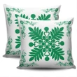 Hawaiian Quilt Maui Plant And Hibiscus Pattern Pillow Covers - Green White - AH J8