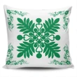 Alohawaii Home Set - Hawaiian Quilt Maui Plant And Hibiscus Pattern Pillow Covers - Green White