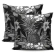 Pineapple Hibiscus Black And White Pillow Covers - AH - K5 - Alohawaii