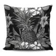 Alohawaii Home Set - Pineapple Hibiscus Black And White Pillow Covers
