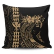 Alohawaii Home Set - Hawaii Map Kanaka Polynesian Hula Girl Pillow Covers Gold
