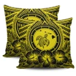 Hawaii Map Honu Hibiscus Yellow Polynesian Pillow Covers - AH - JG1 - Alohawaii