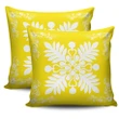 Hawaiian Quilt Maui Plant And Hibiscus Pattern Pillow Covers - White Yellow - AH J8