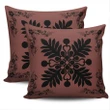 Hawaiian Quilt Maui Plant And Hibiscus Pattern Pillow Covers - Black Coral - AH J8