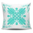 Alohawaii Home Set - Hawaiian Quilt Maui Plant And Hibiscus Pattern Pillow Covers - Turquoise White