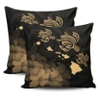Hawaii Hibiscus Map Polynesian Ancient Gold Turtle Pillow Covers - AH - J1 - Alohawaii
