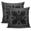 Hawaiian Quilt Maui Plant And Hibiscus Pattern Pillow Covers - Black Gray - AH J8