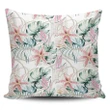 Alohawaii Home Set - Hawaii Pillow Cover Tropical Pattern With Orchids Leaves And Gold Chains