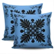 Hawaiian Quilt Maui Plant And Hibiscus Pattern Pillow Covers - Black Pastel - AH J8