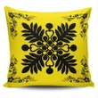 Alohawaii Home Set - Hawaiian Quilt Maui Plant And Hibiscus Pattern Pillow Covers - Black Yellow