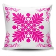Alohawaii Home Set - Hawaiian Quilt Maui Plant And Hibiscus Pattern Pillow Covers - Pink White