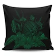 Alohawaii Home Set - Hawaiian Map Turtle Hibiscus Polynesian Pillow Covers - Green