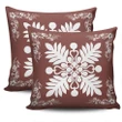 Hawaiian Quilt Maui Plant And Hibiscus Pattern Pillow Covers - White Coral - AH J8