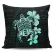 Alohawaii Home Set - Hawaiian Kanaka Hibiscus Plumeria Mix Polynesian Turtle Pillow Covers - Turquoise