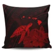 Alohawaii Home Set - Hawaii Polynesian Hibiscus Turtle Map Pillow Covers Red