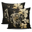 Hibiscus Plumeria Mix Polynesian Gold Turtle Pillow Covers - AH - J1 - Alohawaii