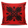 Alohawaii Home Set - Hawaiian Quilt Maui Plant And Hibiscus Pattern Pillow Covers - Black Red