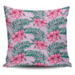 Alohawaii Home Set - Hawaii Pillow Cover Tropical Flowers Palm Leaves Hibiscus Strips