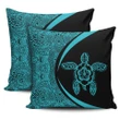 Hawaiian Turtle Polynesian Pillow Cover-Circle Style Blue - AH - J7 - Alohawaii
