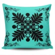 Alohawaii Home Set - Hawaiian Quilt Maui Plant And Hibiscus Pattern Pillow Covers - Black Turquoise