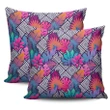 Hawaii Pillow Cover Tropical Exotic Leaves And Flowers On Geometrical Ornament AH J1 - Alohawaii