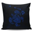 Alohawaii Home Set - Hawaiian Map Turtle Ohana Hibicus Polynesian Pillow Covers - Blue