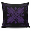Alohawaii Home Set - Hawaiian Quilt Maui Plant And Hibiscus Pattern Pillow Covers - Purple Black