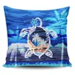 Alohawaii Home Set - Hawaiian Turtle Plumeria Coconut Tree Polynesian Pillow Covers Blue
