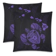 Alohawaii Home Set - Hawaiian Map Turtle Ohana Hibiscus Kakau Polynesian Pillow Cover - Purple