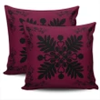 Hawaiian Quilt Maui Plant And Hibiscus Pattern Pillow Covers - Black Burgundy - AH J8