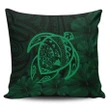 Alohawaii Home Set - Hawaii Turtle Map Hibiscus Poly Pillow Covers - Green
