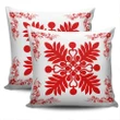 Hawaiian Quilt Maui Plant And Hibiscus Pattern Pillow Covers - Red White - AH J8
