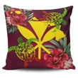 Kanaka Map Turtle Hibiscus Pillow Cover