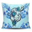 Alohawaii Home Set - Hawaii Polynesian Plumeria Hibiscus Turtle Pillow Coversk Style - Blue