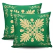 Hawaiian Quilt Maui Plant And Hibiscus Pattern Pillow Covers - Beige Green - AH J8