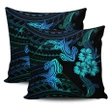 Alohawaii Home Set - Hawaii Couple Shark Hibiscus Polynesian Pillow Covers - Blue - Mina Style