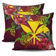 Alohawaii Home Set - Kanaka Map Turtle Hibiscus Pillow Cover - Red Velvet