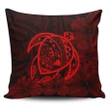 Alohawaii Home Set - Hawaii Turtle Map Hibiscus Poly Pillow Covers - Red