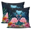 Alohawaii Home Set - Kanaka Flamingo Couple Rose Hibiscus Plumeria Pillow Cover - Love Universe