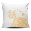 Alohawaii Home Set - Hawaii Turtle Polynesian Map Plumeria White Background Pillow Covers