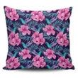 Alohawaii Home Set - Hawaii Pillow Cover Tropical Flowers With Hummingbirds Palm Leaves