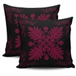 Hawaiian Quilt Maui Plant And Hibiscus Pattern Pillow Covers - Burgundy Black - AH J8