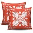 Hawaiian Quilt Maui Plant And Hibiscus Pattern Pillow Covers - White Orange - AH J8