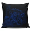 Alohawaii Home Set - Hawaiian Map Turtle Tattoo Hibiscus Plumeria Polynesian Pillow Covers - Blue