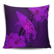 Alohawaii Home Set - Hawaiian Map Whale Swim Hibiscus Polynesian Pillow Covers - Purple